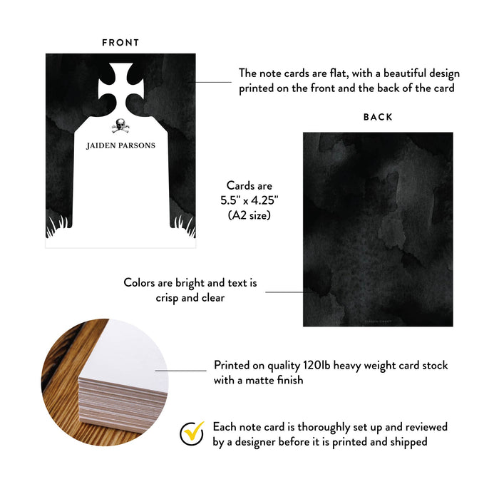 Personalized Gothic Thank You Card Tombstone Stationery