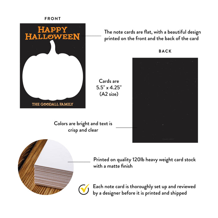 Personalized Halloween Thank You Card Pumpkin Note Card