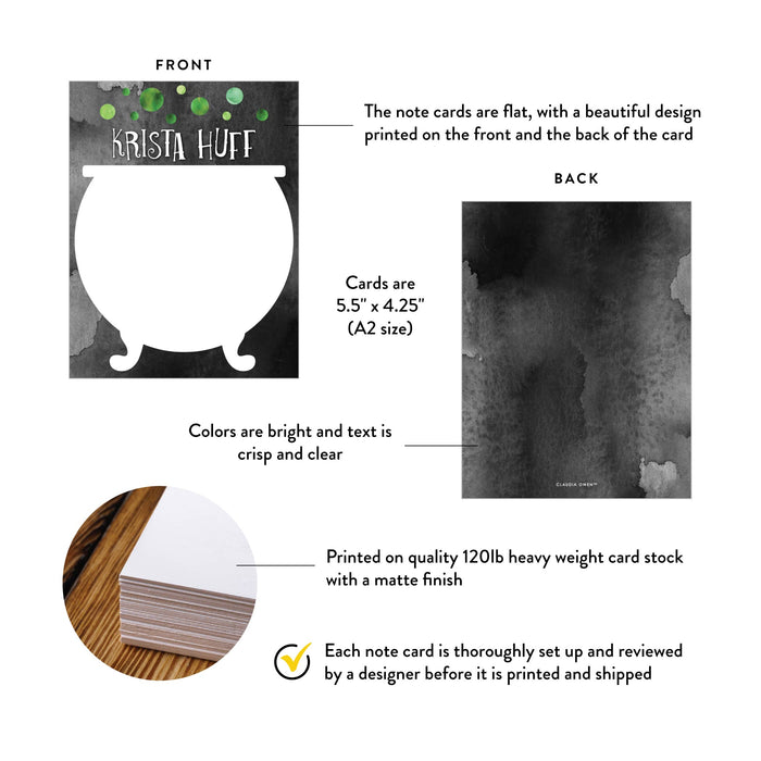 Personalized Witch’s Cauldron Note Card Halloween Stationery