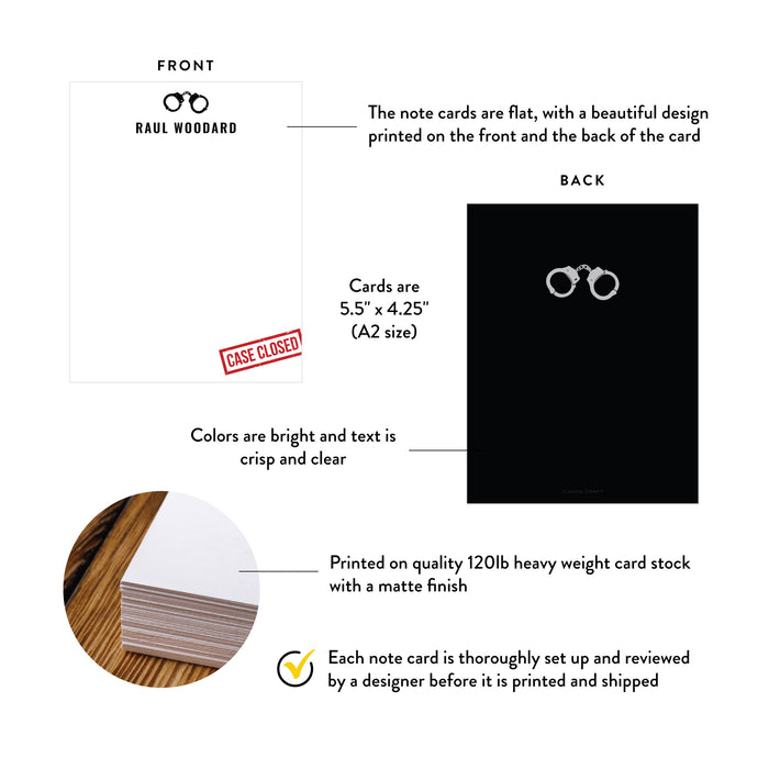 Personalized Funny Case Closed Note Cards for Men