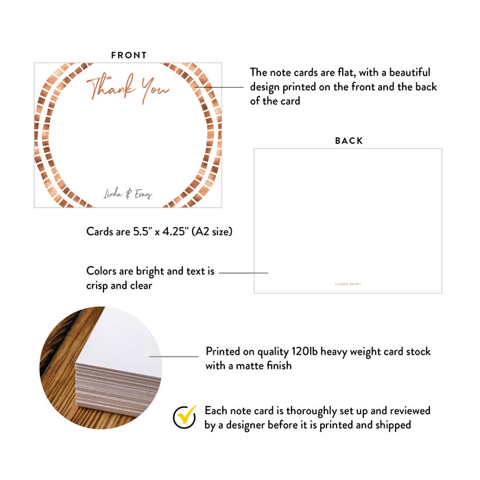 Personalized Printed Wedding Thank You Cards with Couple Names