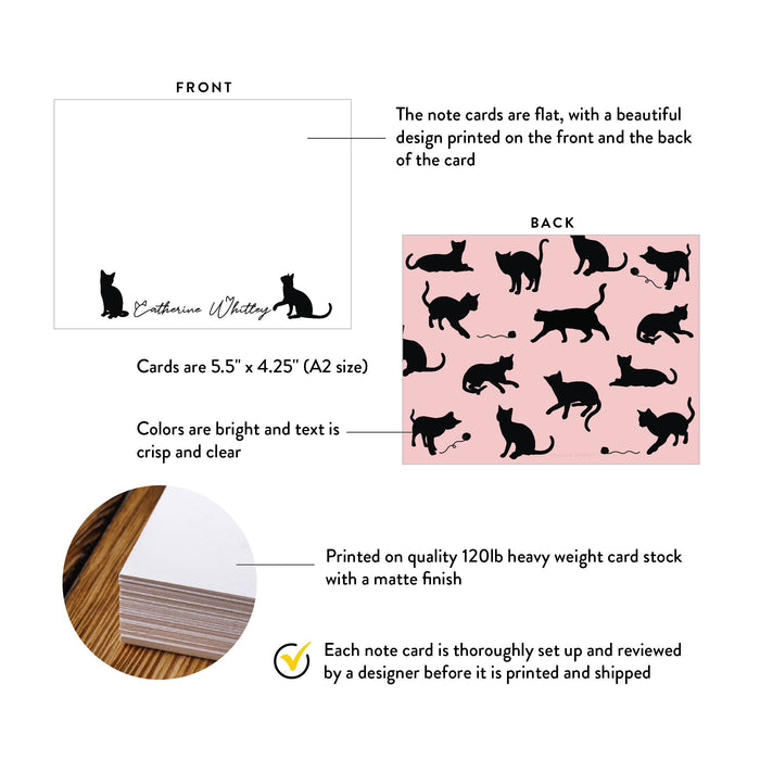 Black Cat Stationary Set Gift for Cat Lovers Birthday Thank You Cards