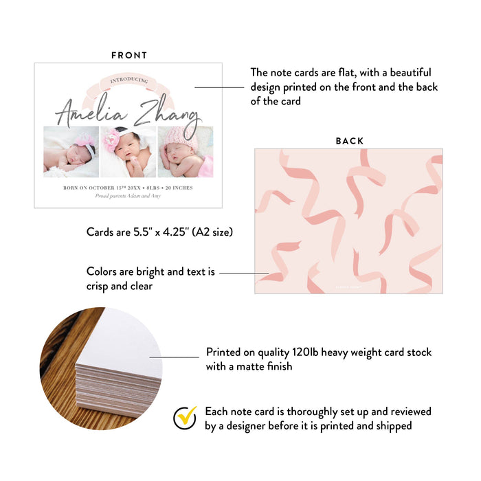 Personalized Baby Birth Announcement Card with Photos