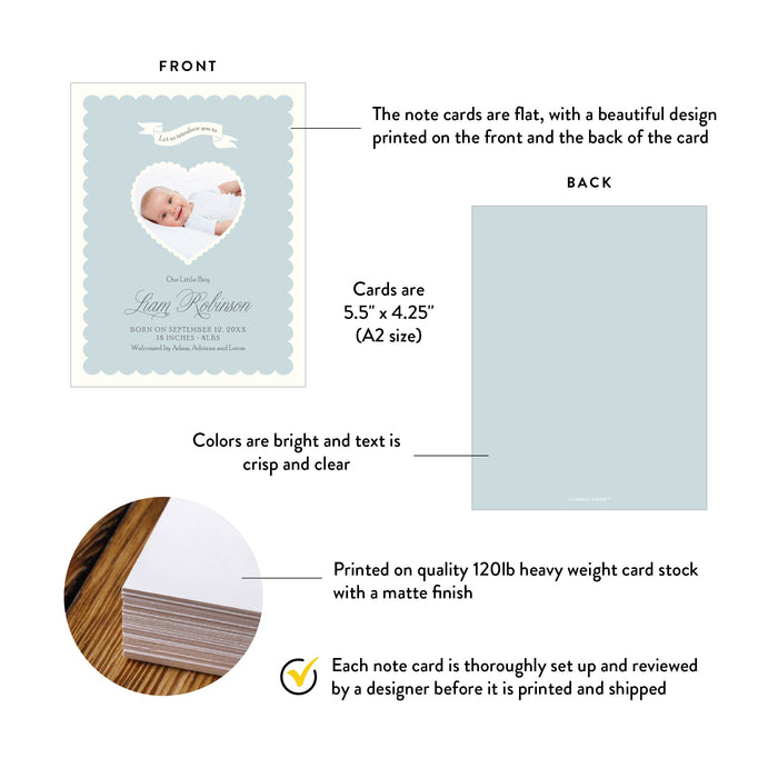Personalized Newborn Baby Announcement Card with Photo