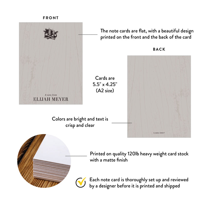 Personalized Holiday Note Card Elegant Office Christmas Stationery