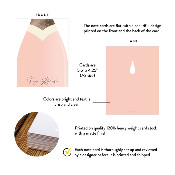 Champagne Bottle Thank You Card Personalized Stationery Gift