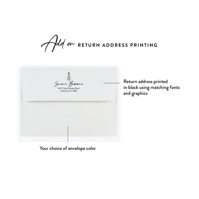 Personalized Champagne Bottle Note Card Stationery Gift