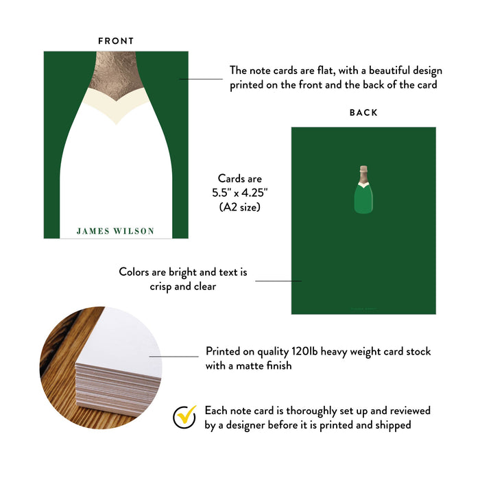 Personalized Champagne Bottle Note Cards