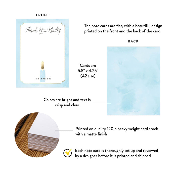Personalized Thank You Cards With Champagne Bottle