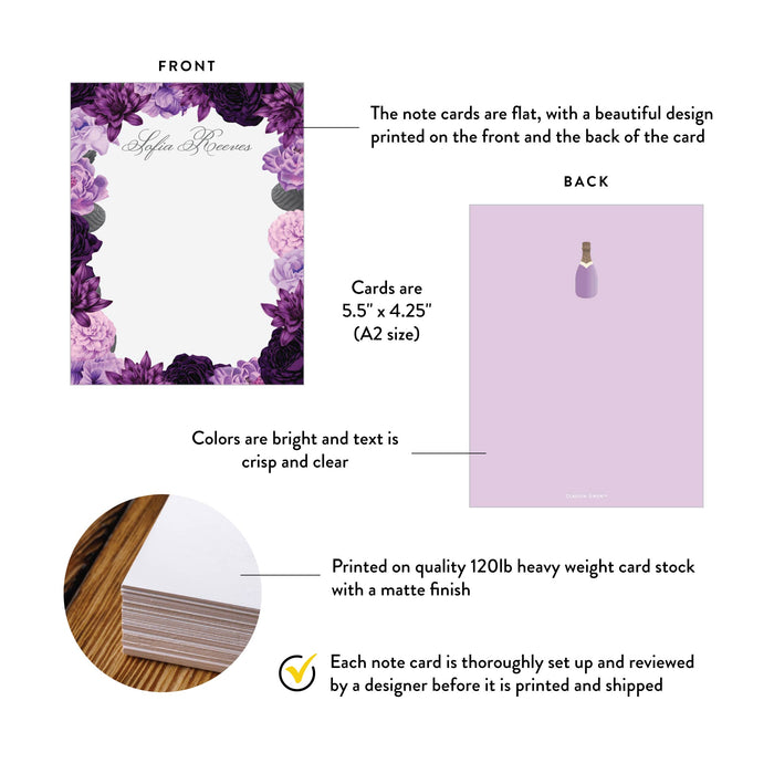Purple Floral Bridal Shower Thank You Card