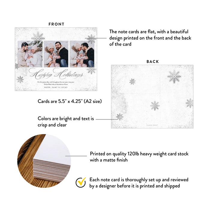 Personalized Holiday Photo Card Winter Snowflake Design