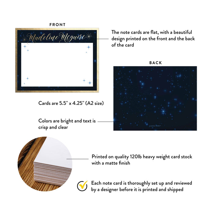 Starry Night Note Card, Celestial Sweet 16 Birthday Thank You Card, Personalized Gift for Teens, Whimsical Cosmic Stationery Set