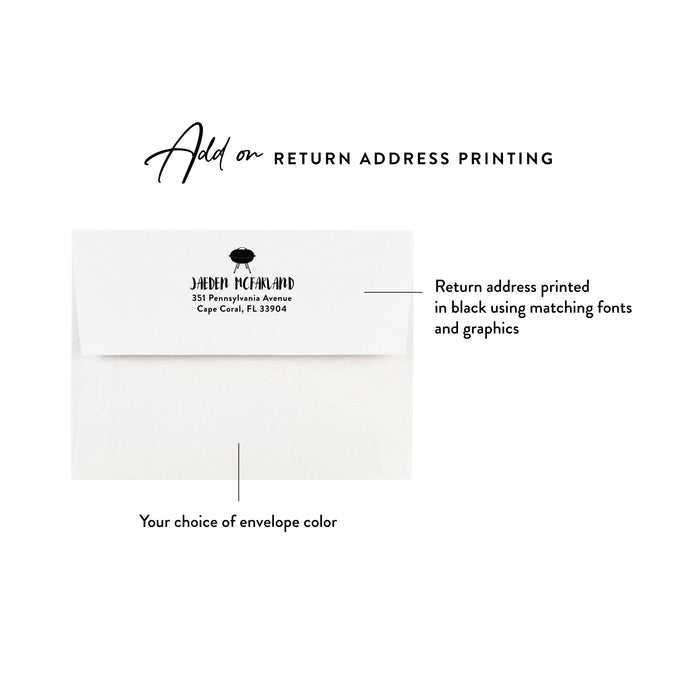 Personalized Watercolor BBQ Birthday Thank You Card with Grill