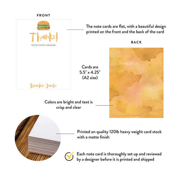 Burger Birthday Thank You Card Summer BBQ Note Card
