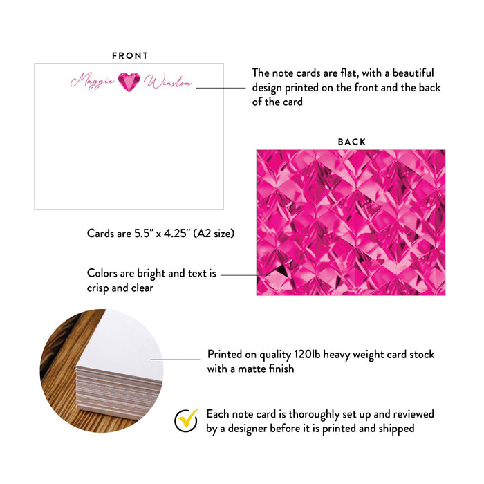 Personalized Heart Note Cards Custom Stationery for Women
