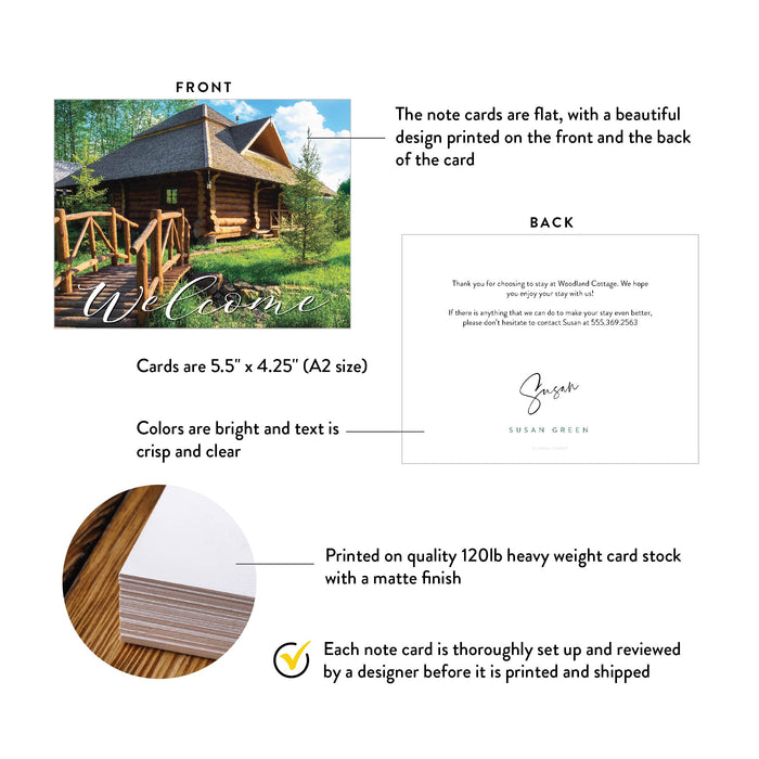 Airbnb Welcome Card with Photo, Mountain Cabin Thank You for your Stay, Airbnb Guest Card, Airbnb Gift Card, Vacation Home Welcome Note Card