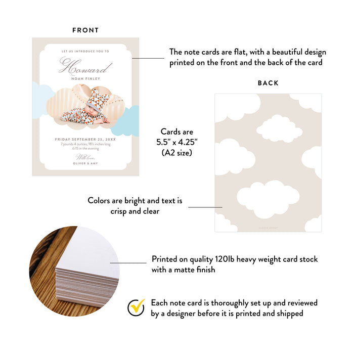Baby Boy Photo Birth Announcement Card