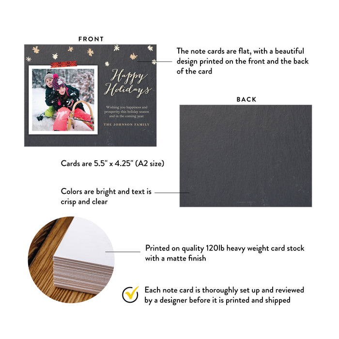 Personalized Family Photo Holiday Card With Snowflakes