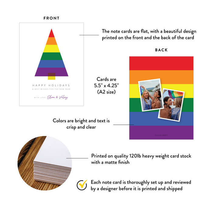 Rainbow Christmas Greetings Card with Photos, Gay Holiday Cards, LGBTQ Christmas Cards, Colorful Christmas Cards for Gay Couple, Gay Xmas Cards