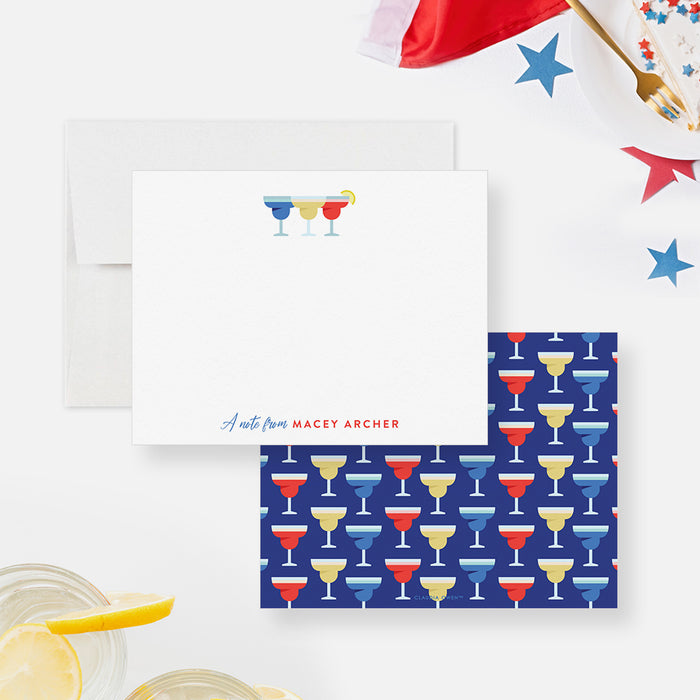 Red White and Blue Margarita Note Card, 4th of July Cocktail Thank You Card, Custom Patriotic Gift for Cocktail Lovers, Fourth of July Correspondence Card