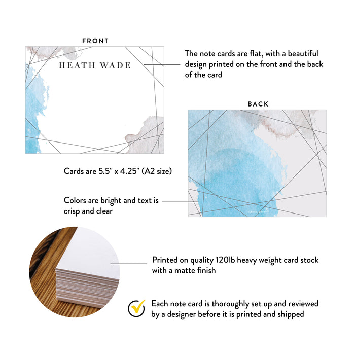 Modern Watercolor Personalized Note Card Elegant Stationery