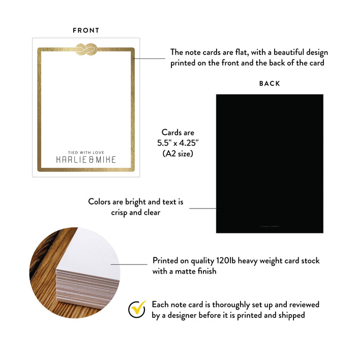Wedding Thank You Card Elegant Knot Design Personalized Note Card