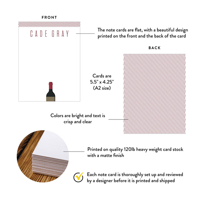 Wine Tasting Thank You Card Personalized Wine Note Card
