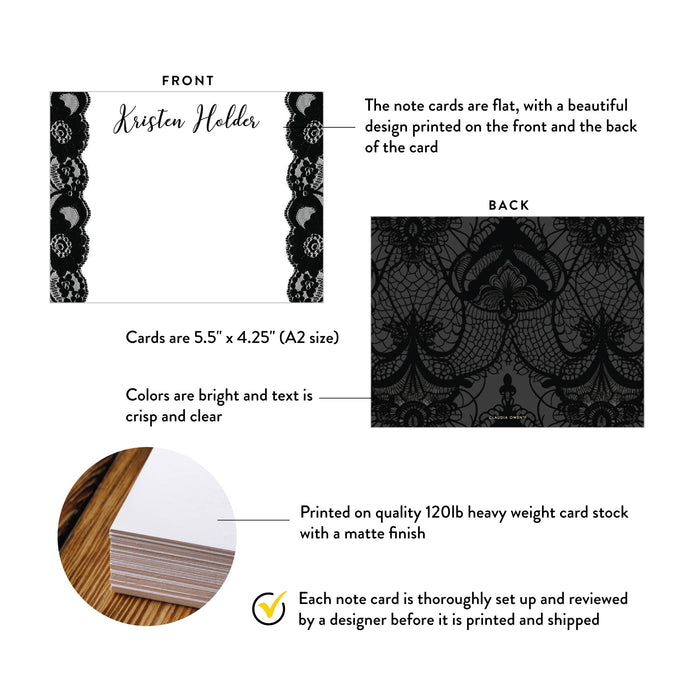 Lingerie Bridal Shower Thank You Card Black Lace Party Card