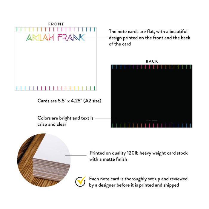 Personalized Name Note Cards Colorful Thank You Stationery
