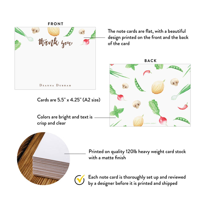 Personalized Thank You Card Vegetable Theme Food Party Stationery