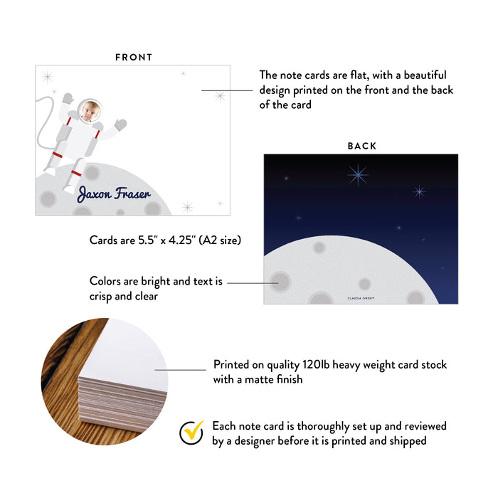Personalized Astronaut Photo Birthday Thank You Card for Kids