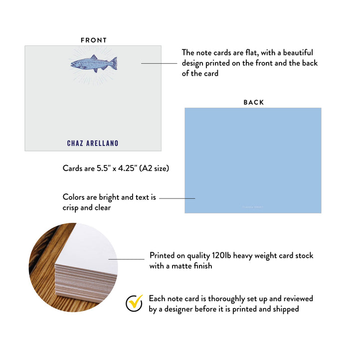 Personalized Nautical Thank You Card Fish Stationery Gift