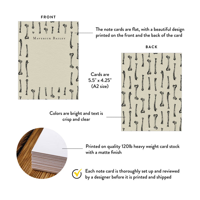 Personalized Gothic Skeleton Note Card Custom Stationery