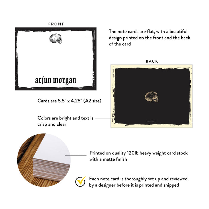 Personalized Gothic Skull Note Card Custom Halloween Gifts
