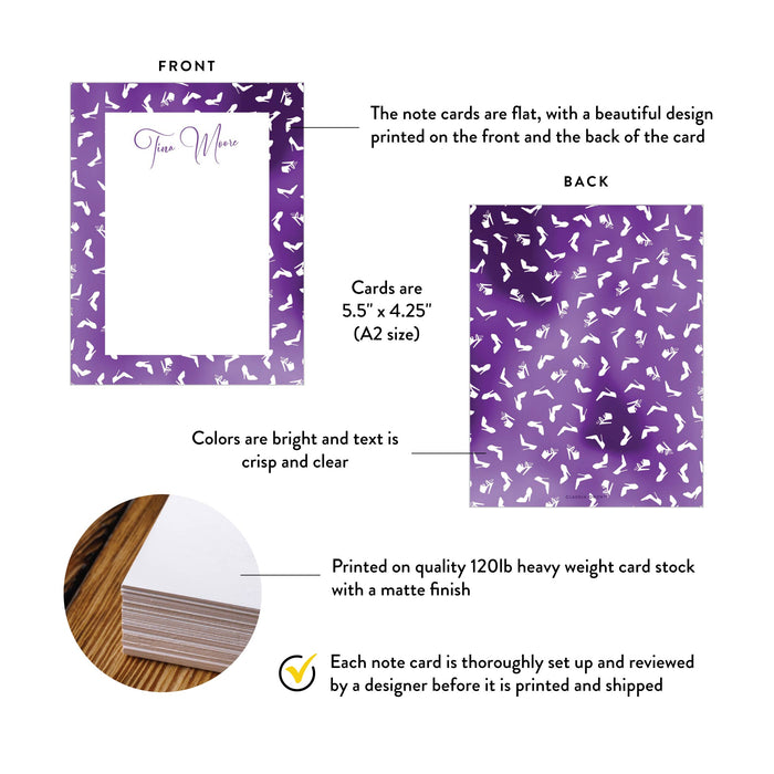 Purple Bachelorette Thank You Cards Stiletto Party Stationery