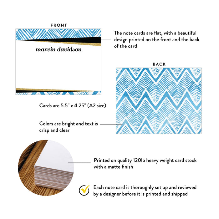 Personalized Blue Geometric Note Card Modern Stationery
