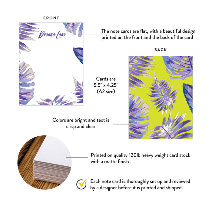 Tropical Note Card Personalized Summer Stationery Design
