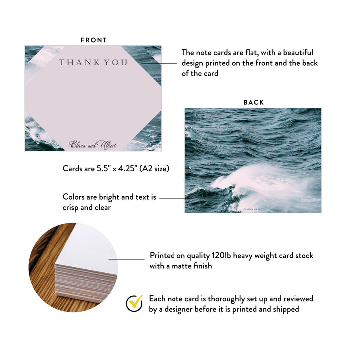 Personalized Coastal Wedding Thank You Card Ocean Waves
