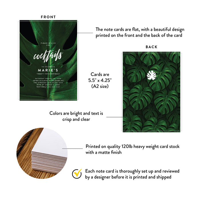 Tropical Birthday Thank You Cards Monstera Leaf