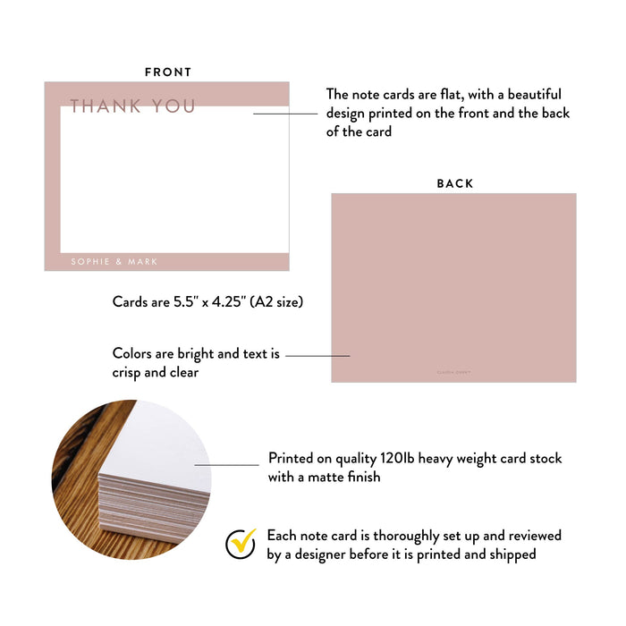 Personalized Wedding Thank You Card Blush Pink