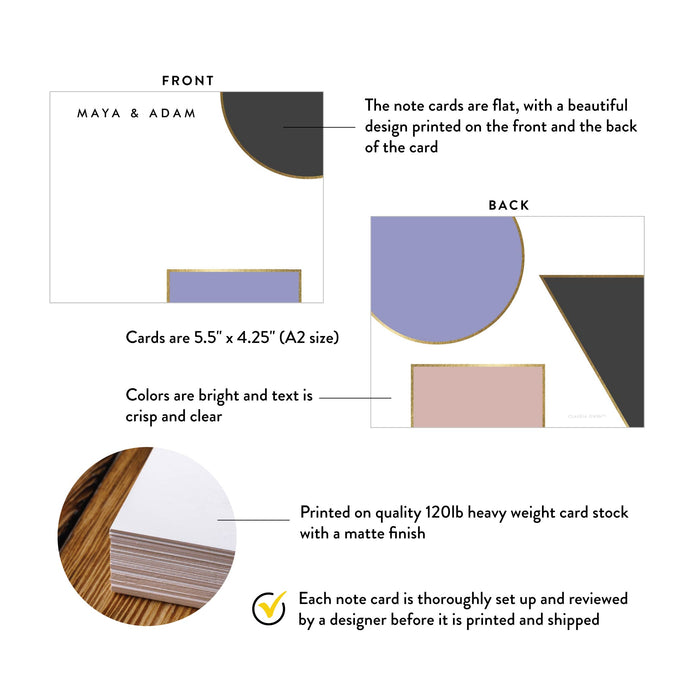 Geometric Wedding Note Card with Modern Color Block Design