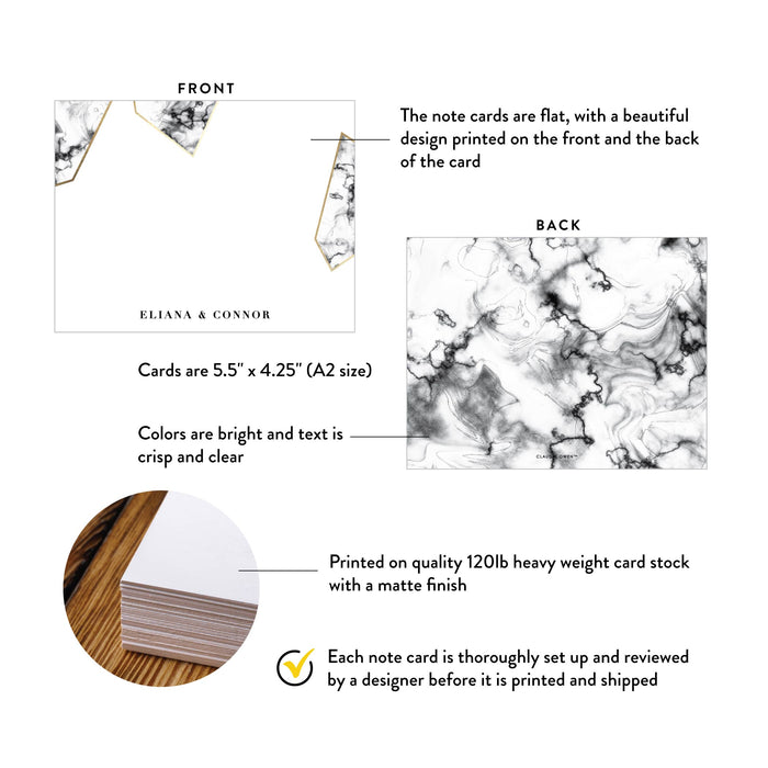 Wedding Thank You Note Cards Marble Geometric Design