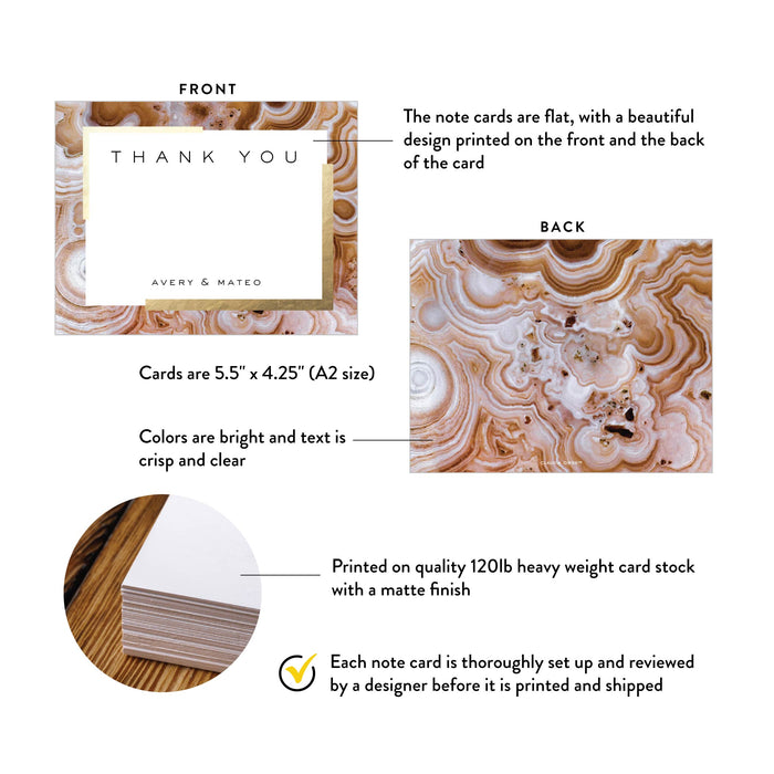 Personalized Wedding Thank You Card with Brown Geode Design