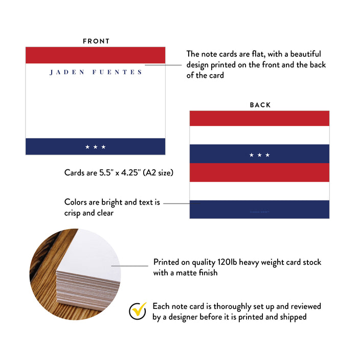 Personalized Fourth of July Thank You Card Patriotic Stationery