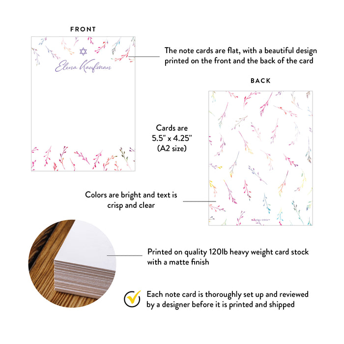 Personalized Watercolor Wildflower Bat Mitzvah Thank You Card