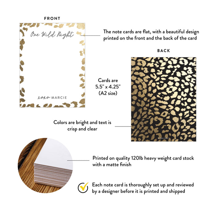 Personalized Leopard Print Note Cards Bachelorette Party Thank You Cards