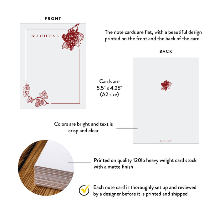 Wine Themed Thank You Card Elegant Personalized Stationery
