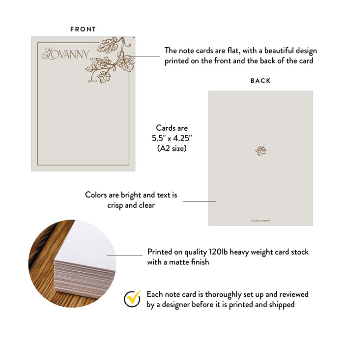 Elegant Vineyard Personalized Note Card Wine Theme Stationery
