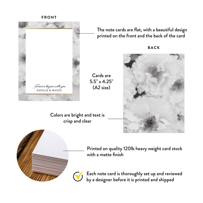 Wedding Thank You Card Elegant Floral Black Reception Notes