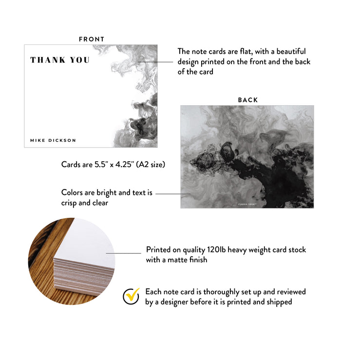 Men’s Personalized Smoke Thank You Card Masculine Note Card Design